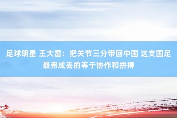 足球明星 王大雷：把关节三分带回中国 这支国足最弗成丢的等于协作和拼搏