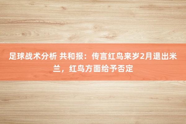 足球战术分析 共和报：传言红鸟来岁2月退出米兰，红鸟方面给予否定